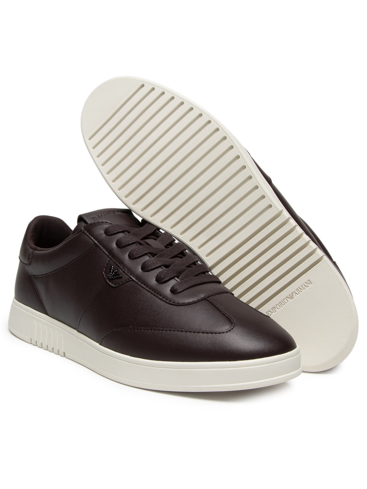Tênis Masculino Leather Oyster Soft MFA Marrom Emporio Armani