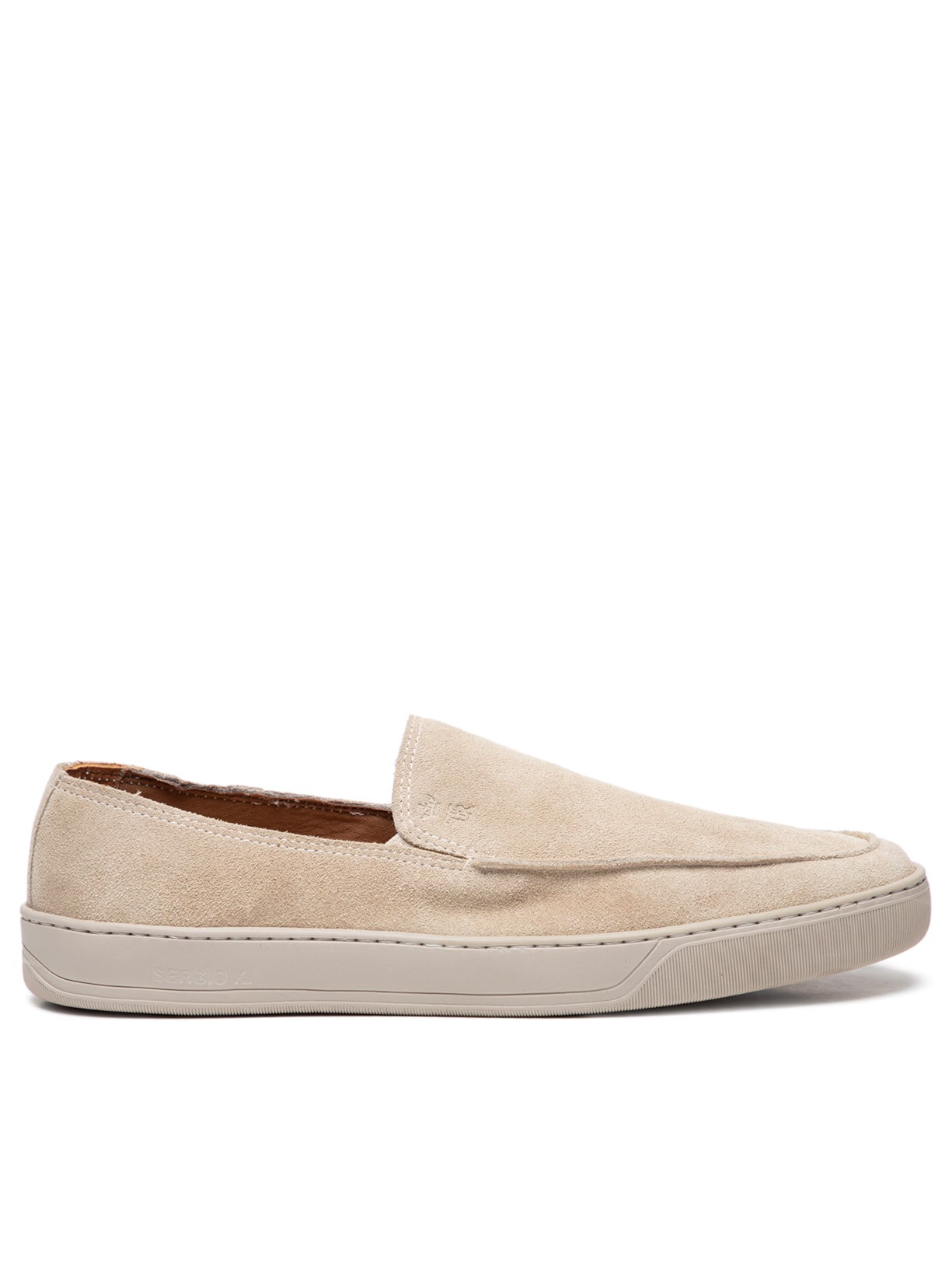 Tênis Masculino Loafer Camurca Lisa - Bege