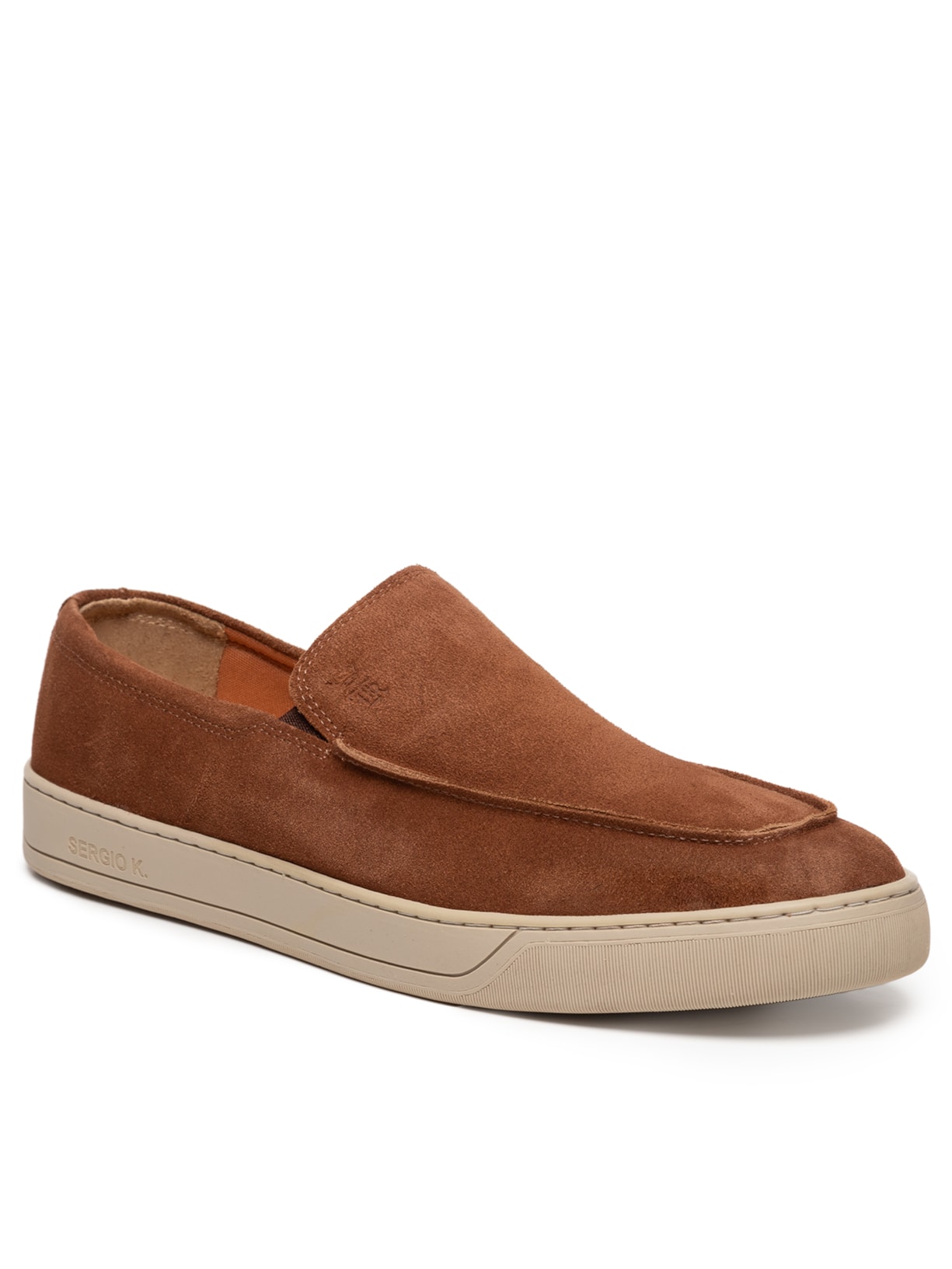 Tênis Masculino Loafer Em Camurça Bege Sergio K