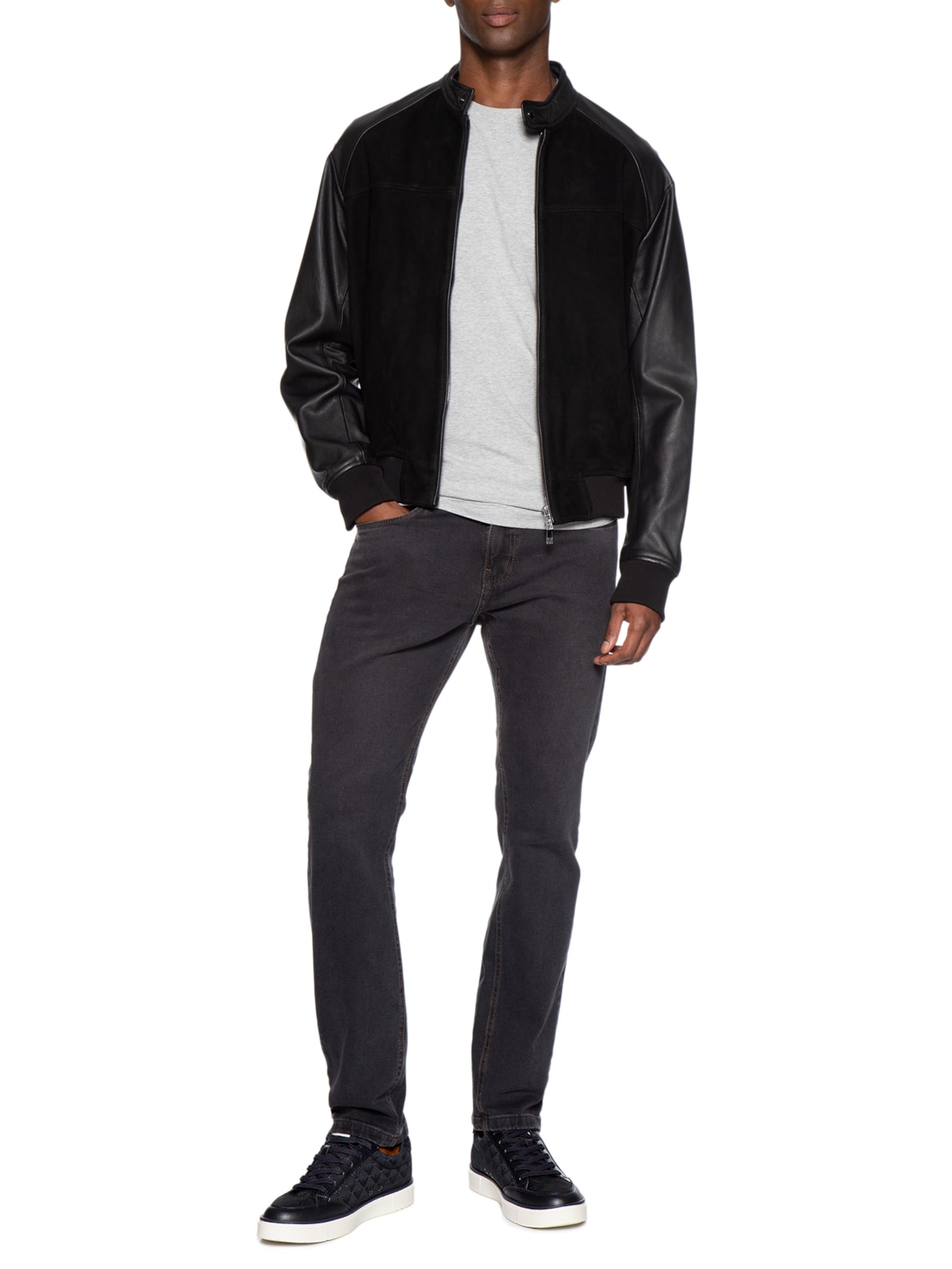 Tênis Masculino Runn Calf PU+Omnia Eagle – Azul Emporio Armani