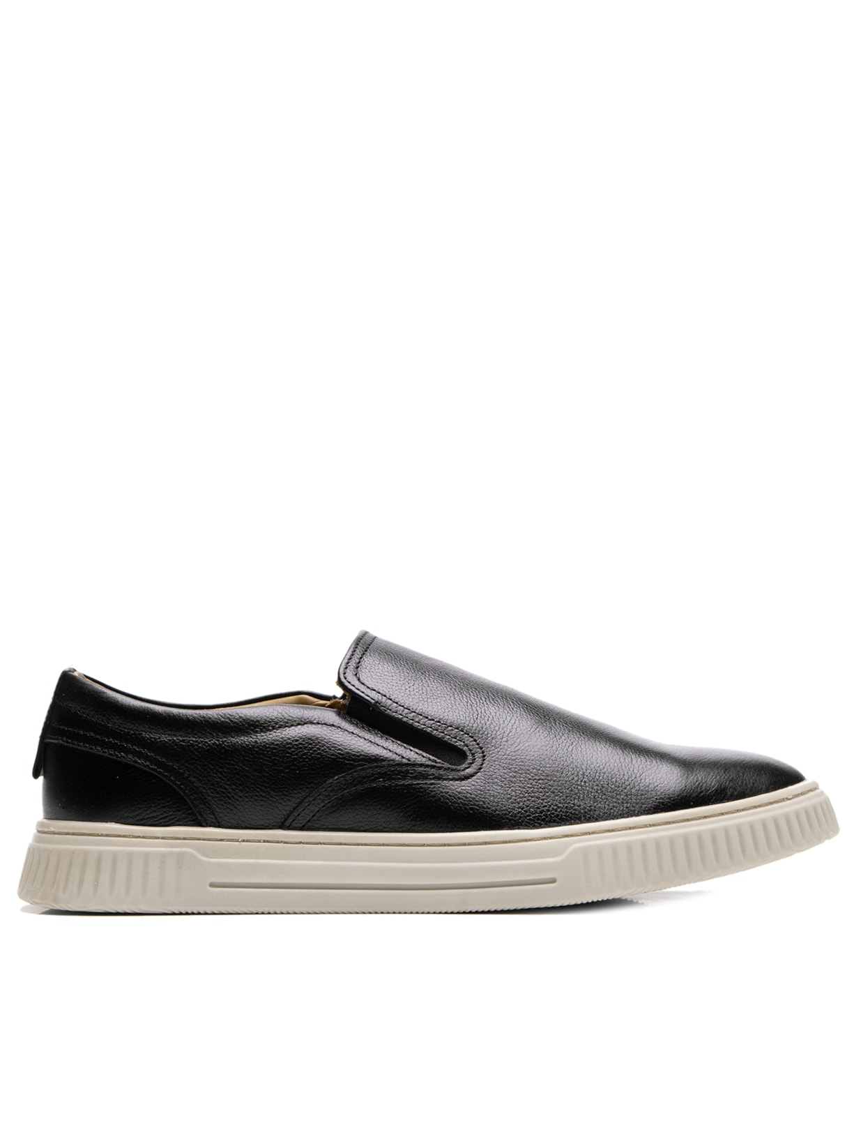 Tênis Masculino Slip On Couro - Preto