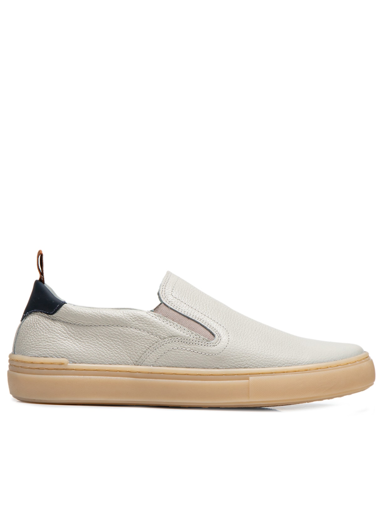 Tênis Masculino Slip On Em Couro - Cinza