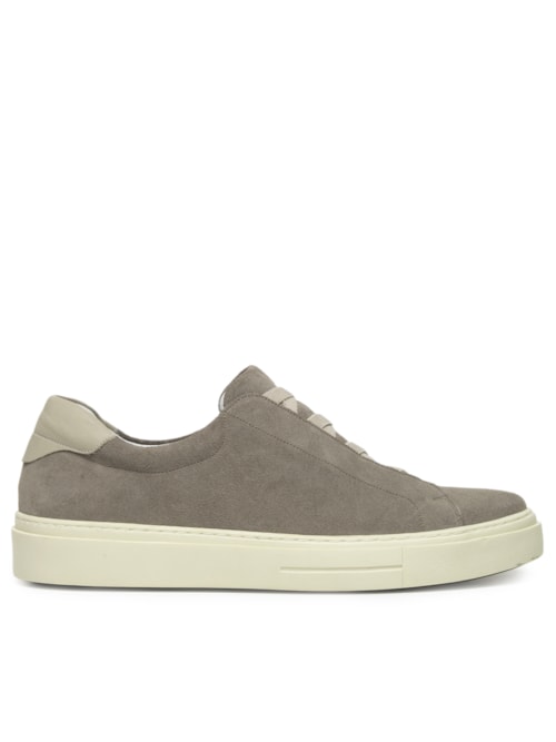 Tênis Masculino Slip On Em Couro Legítimo - Bege