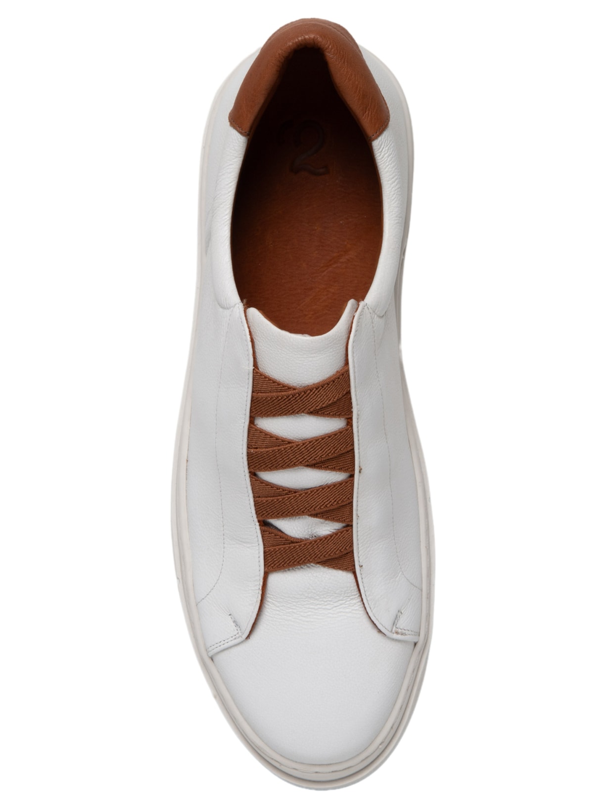 Tênis Masculino Slip On Em Couro Legítimo Branco '2 Essential