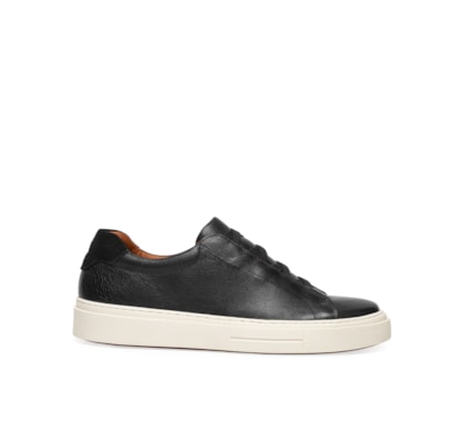 Tênis Masculino Slip On Em Couro Legitimo - Preto
