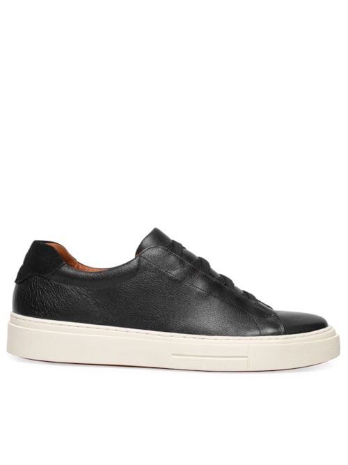 Tênis Masculino Slip On Em Couro Legitimo - Preto
