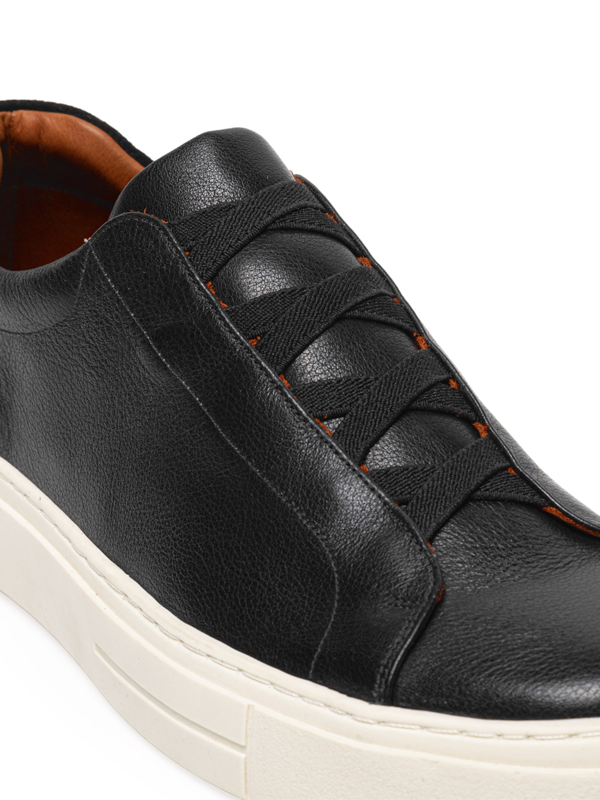 Tênis Masculino Slip On Em Couro Legitimo Preto '2 Essential