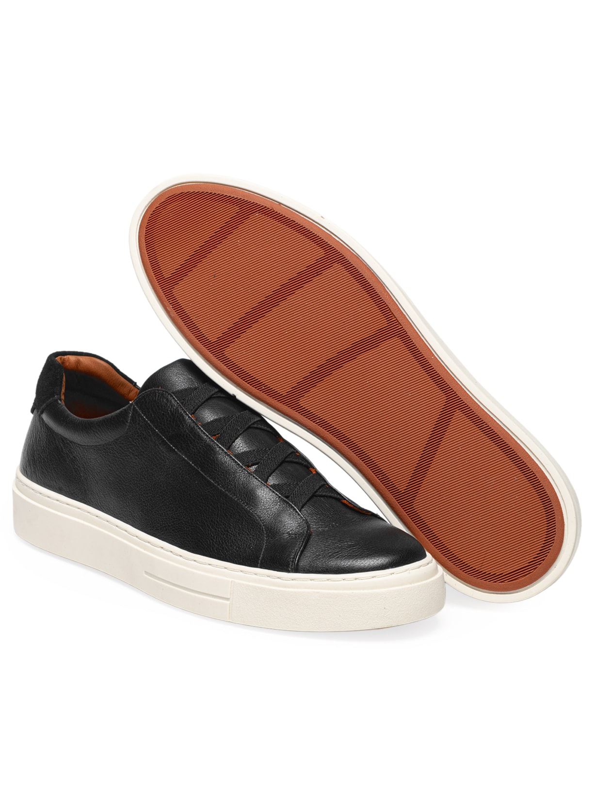 Tênis Masculino Slip On Em Couro Legitimo Preto '2 Essential