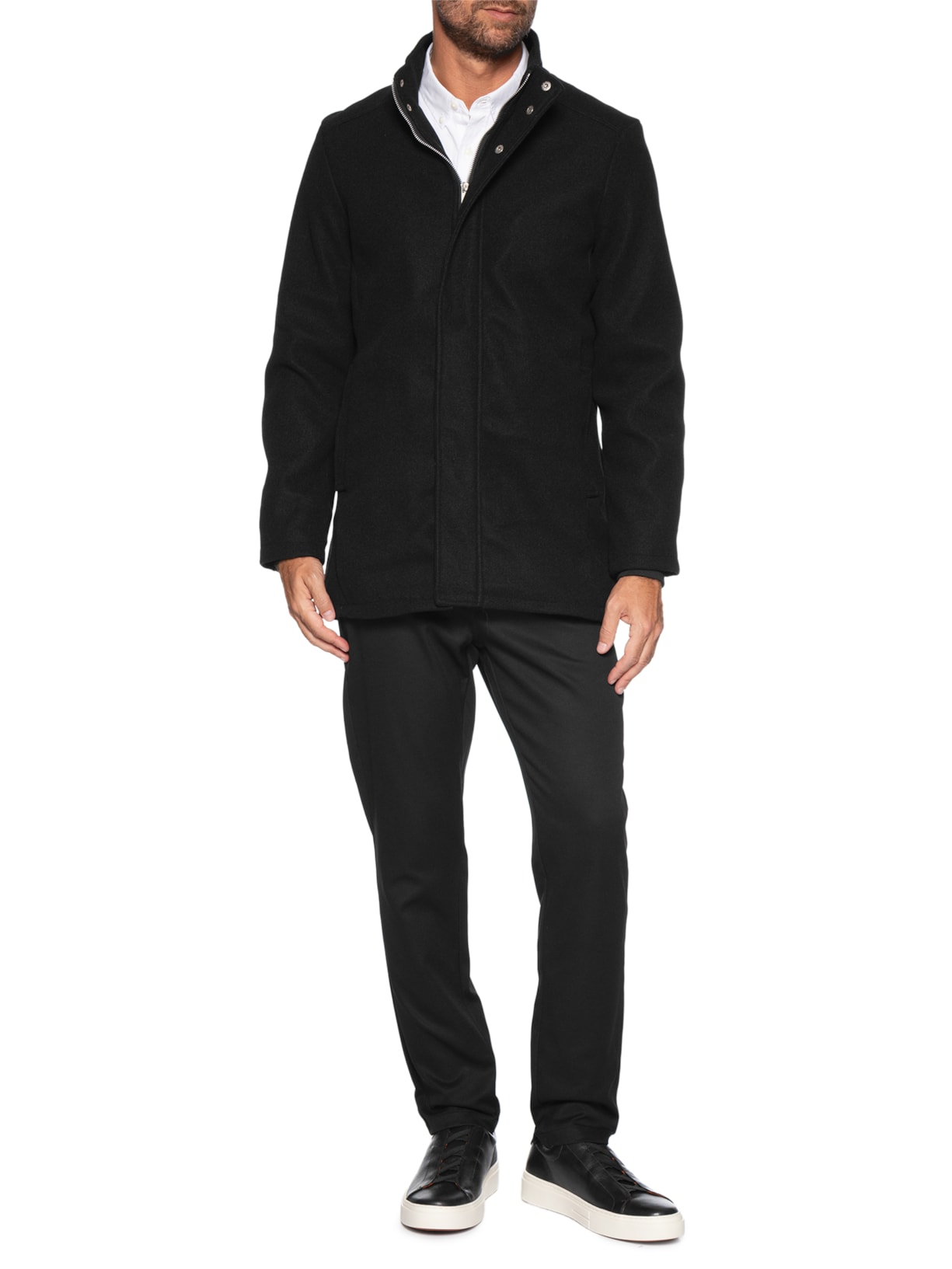 Tênis Masculino Slip On Em Couro Legitimo Preto '2 Essential