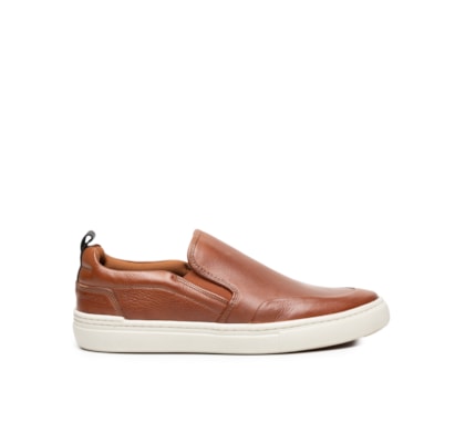 Tênis Masculino Slip On Em Couro - Marrom