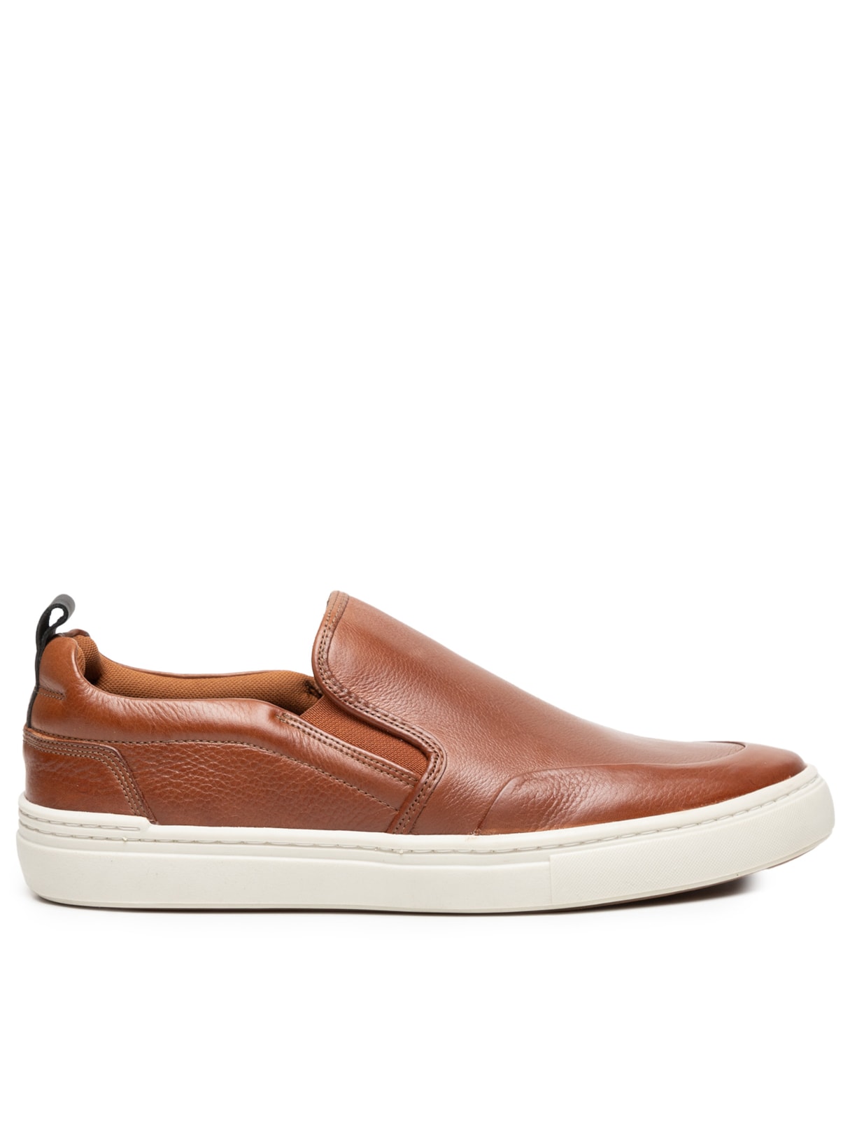 Tênis Masculino Slip On Em Couro - Marrom