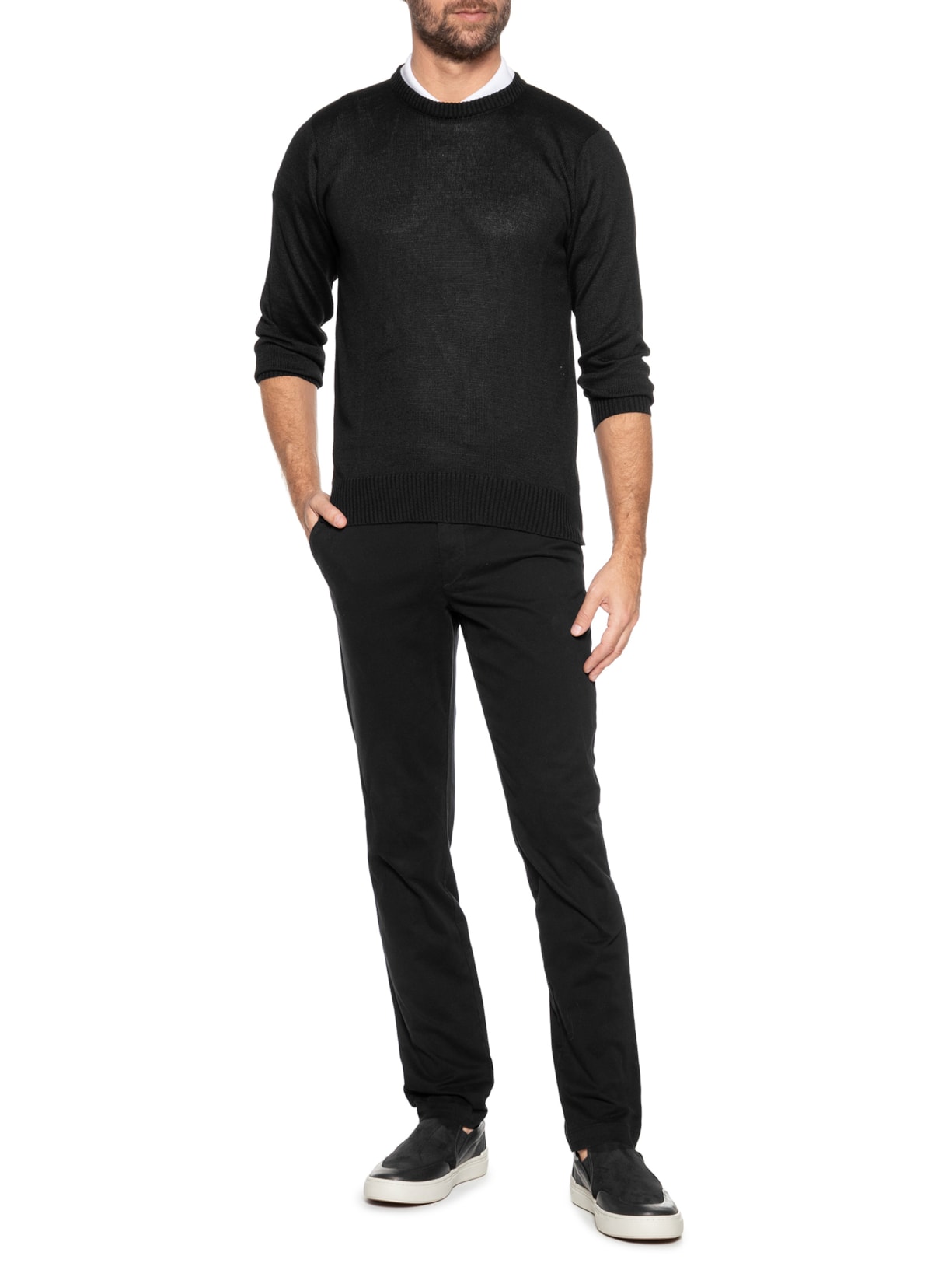 Tênis Masculino Slip On Em Couro Preto '2 Essential