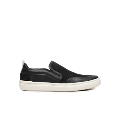 Tênis Masculino Slip On Em Couro - Preto