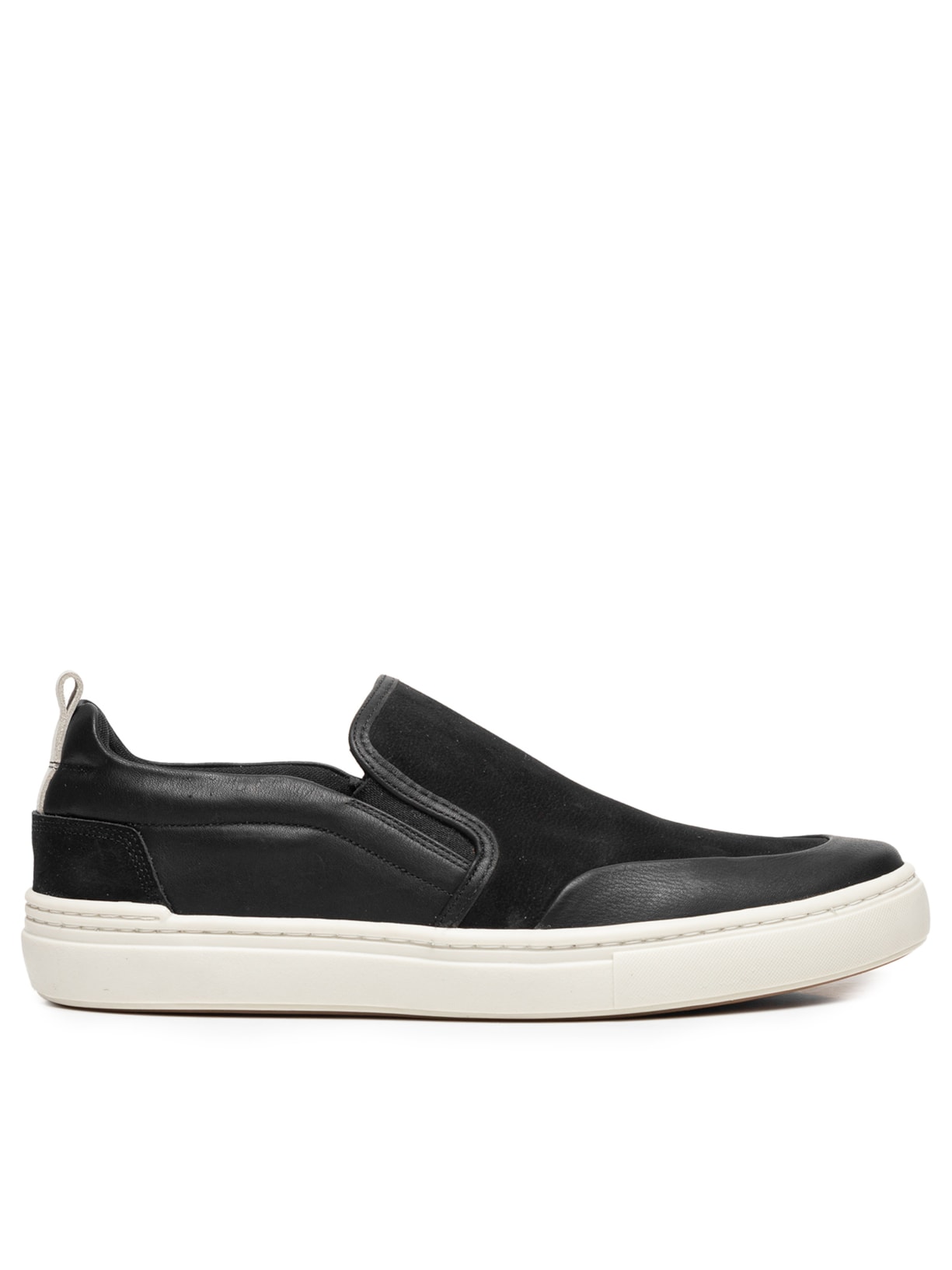 Tênis Masculino Slip On Em Couro - Preto