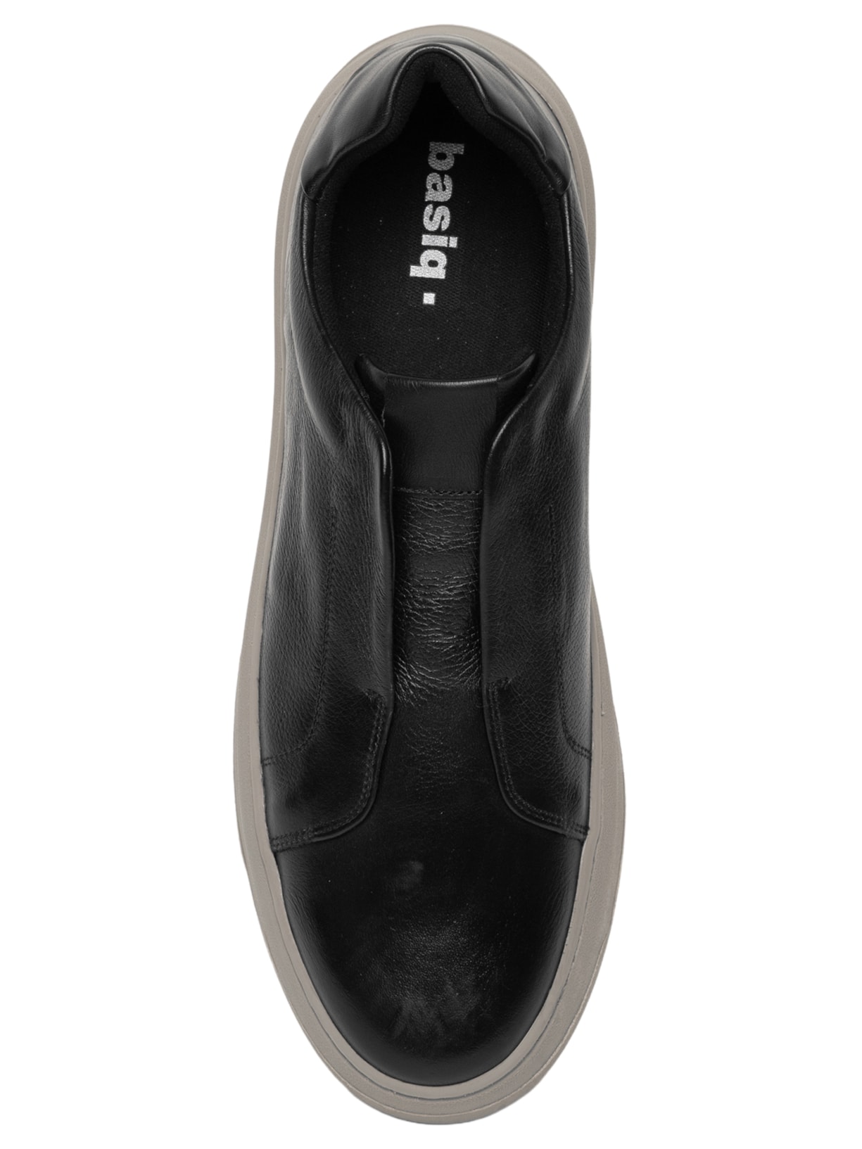 Tênis Masculino Slip On em Couro Preto Basiq Men