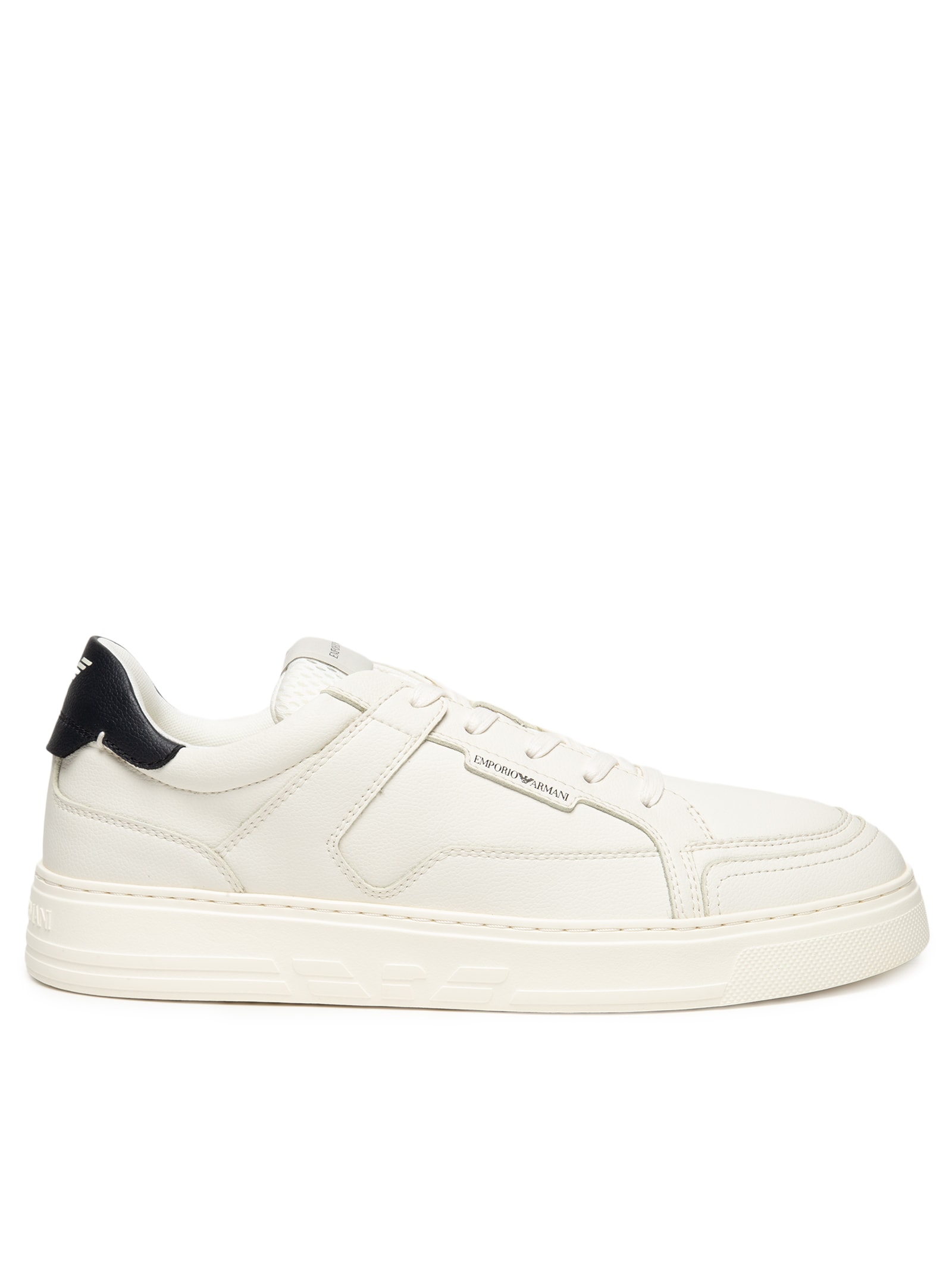 Empório Armani - Tênis Masculino Snk Tumbled Calf Lea - Branco