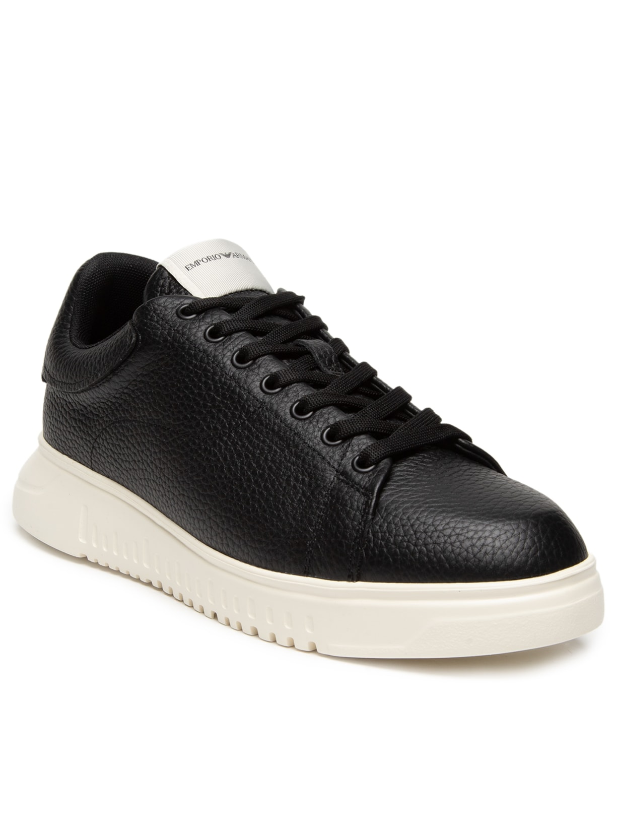 Tênis Masculino Tumbled Leather Calf Preto Emporio Armani