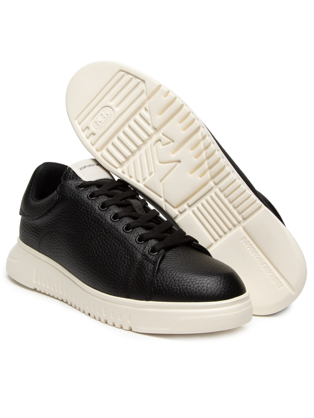 Tênis Masculino Tumbled Leather Calf Preto Emporio Armani