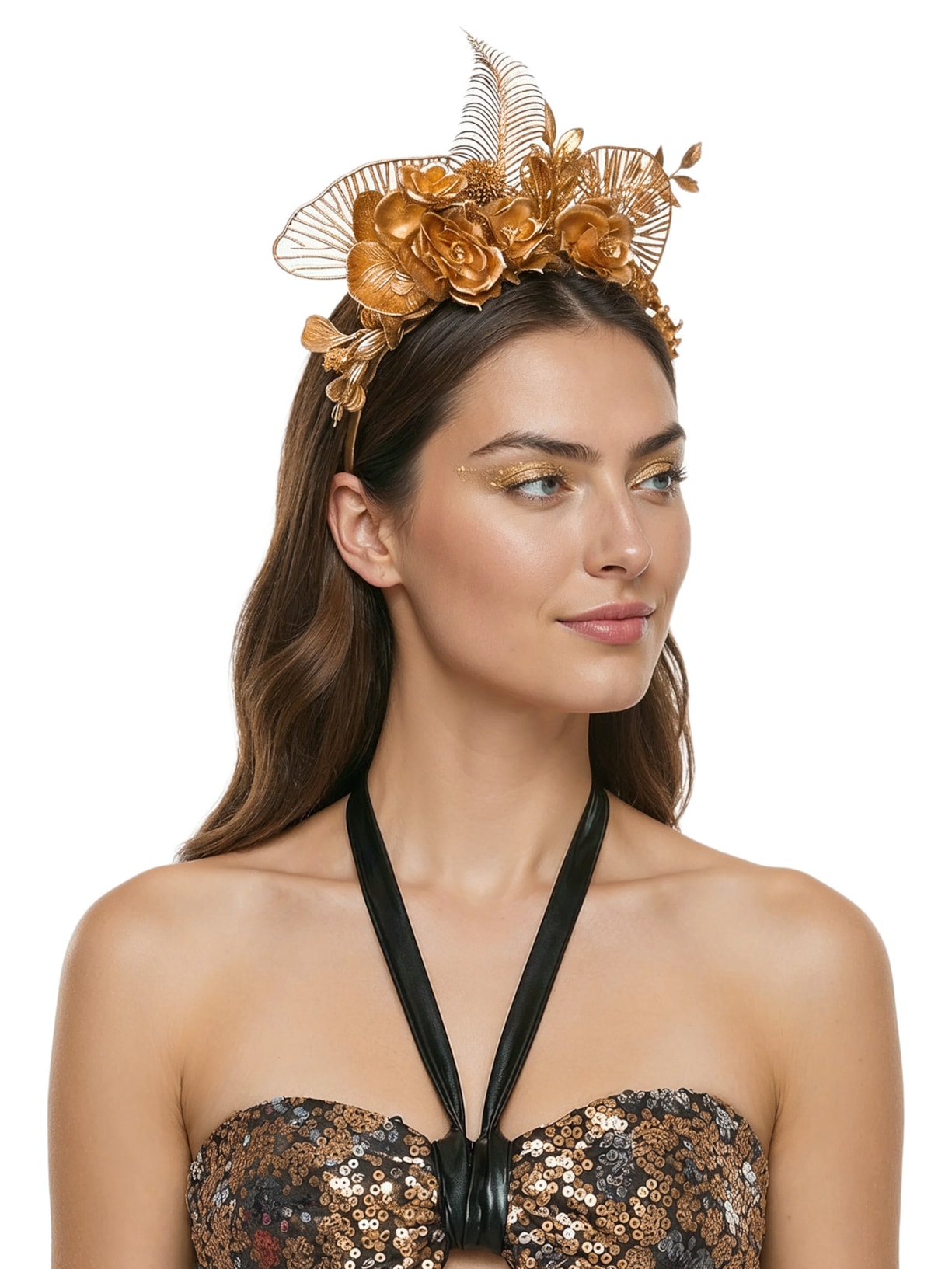 Tiara Feminina Carnaval Flores Dourado Market 33
