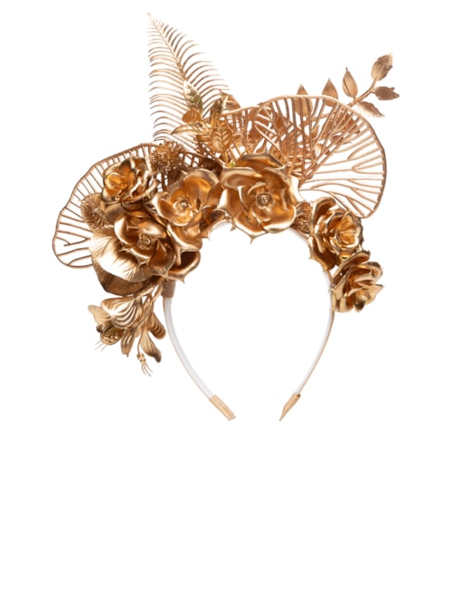 Tiara Feminina Carnaval Flores - Dourado
