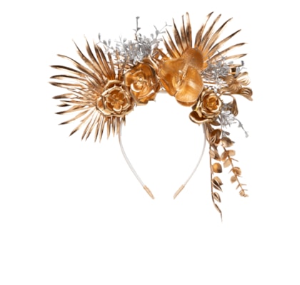 Tiara Feminina Carnaval Flores - Dourado