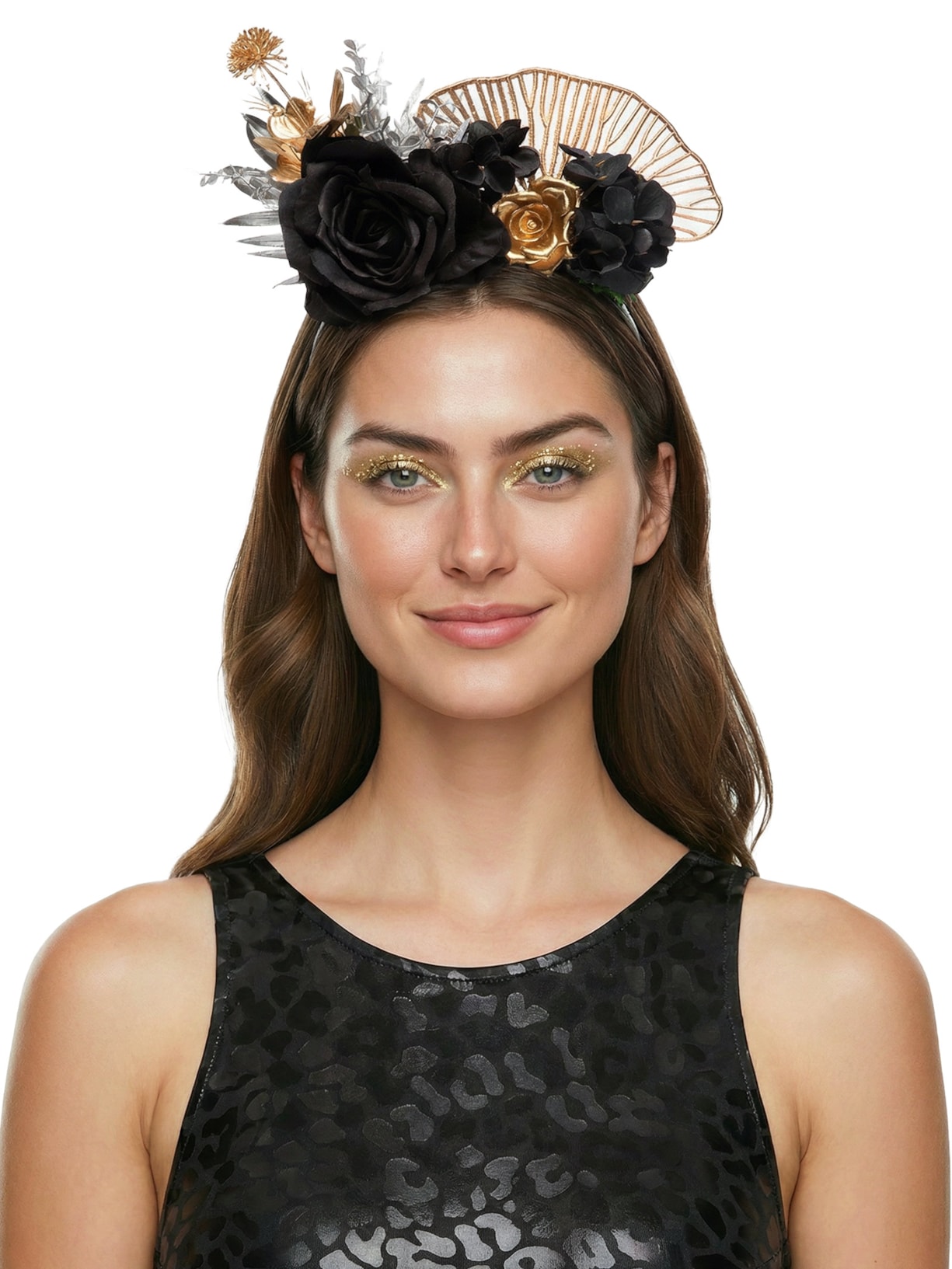 Tiara Feminina Carnaval Flores Preto Market 33