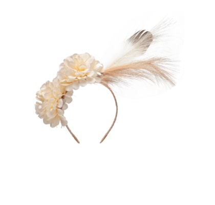 Tiara Feminina Carnaval Pena E Flor - Branco