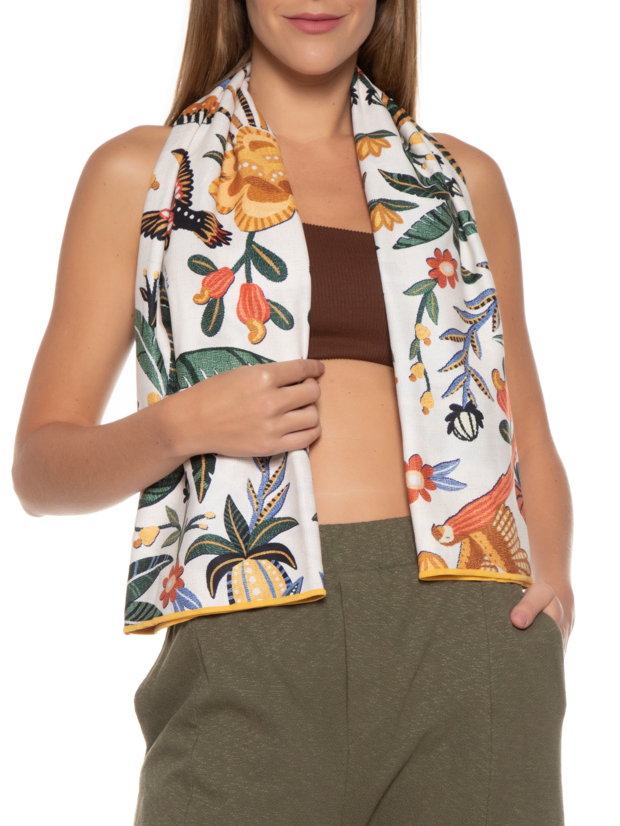 Toalha Feminina Tchibum Jardim Boho - Off White