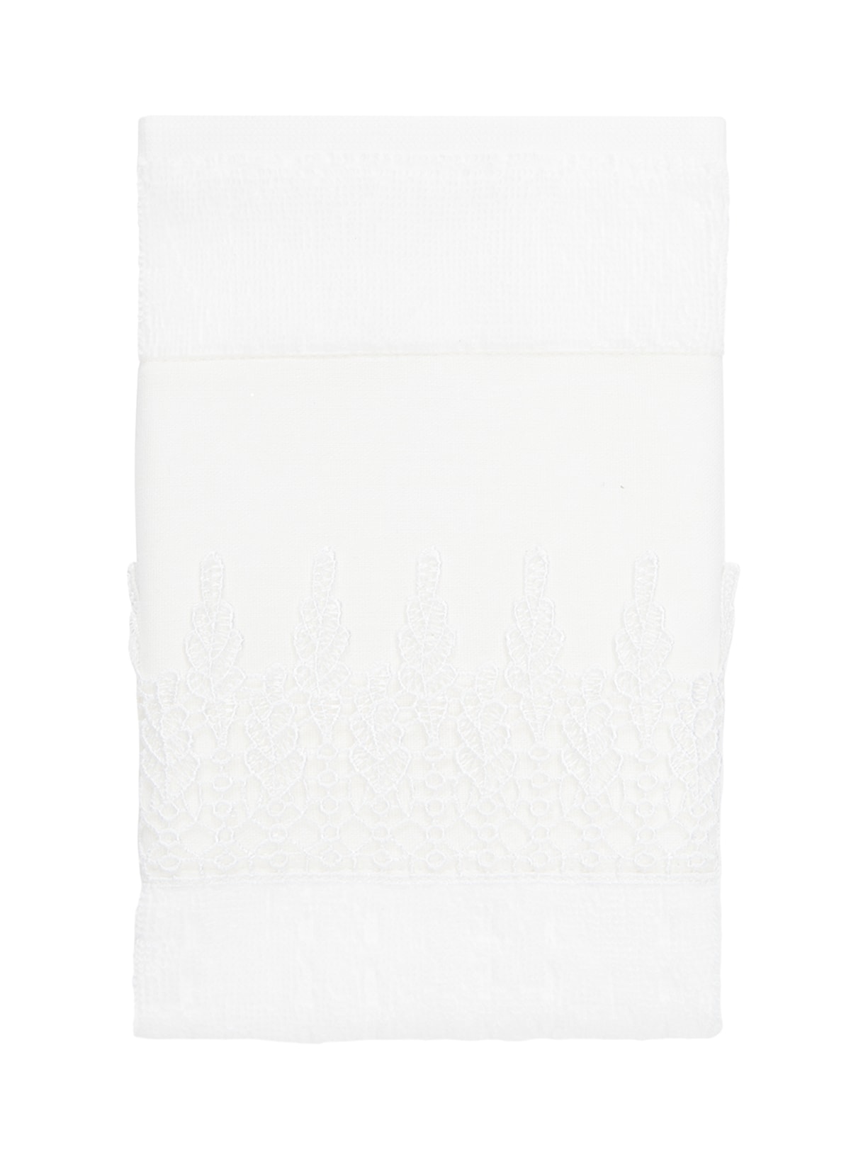 Toalha Para Lavabo Felpuda Com Barra E Renda Guipir 1 Unidade - Branco