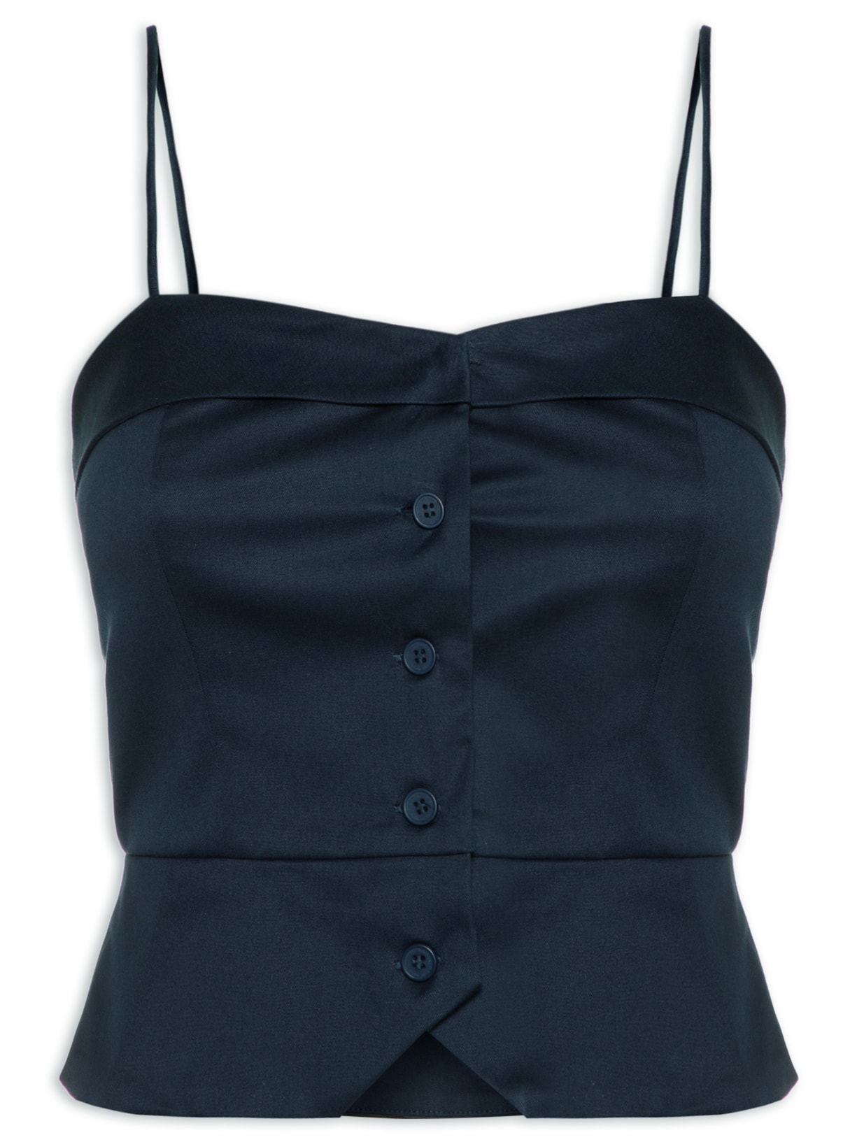 Top Aba Botões - Azul