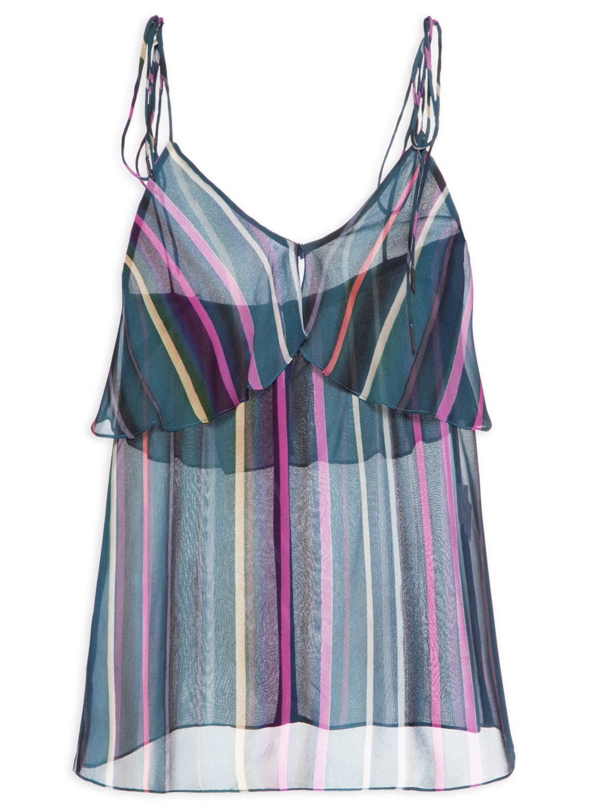 Top Alça Babado Listra Marina Azul Animale