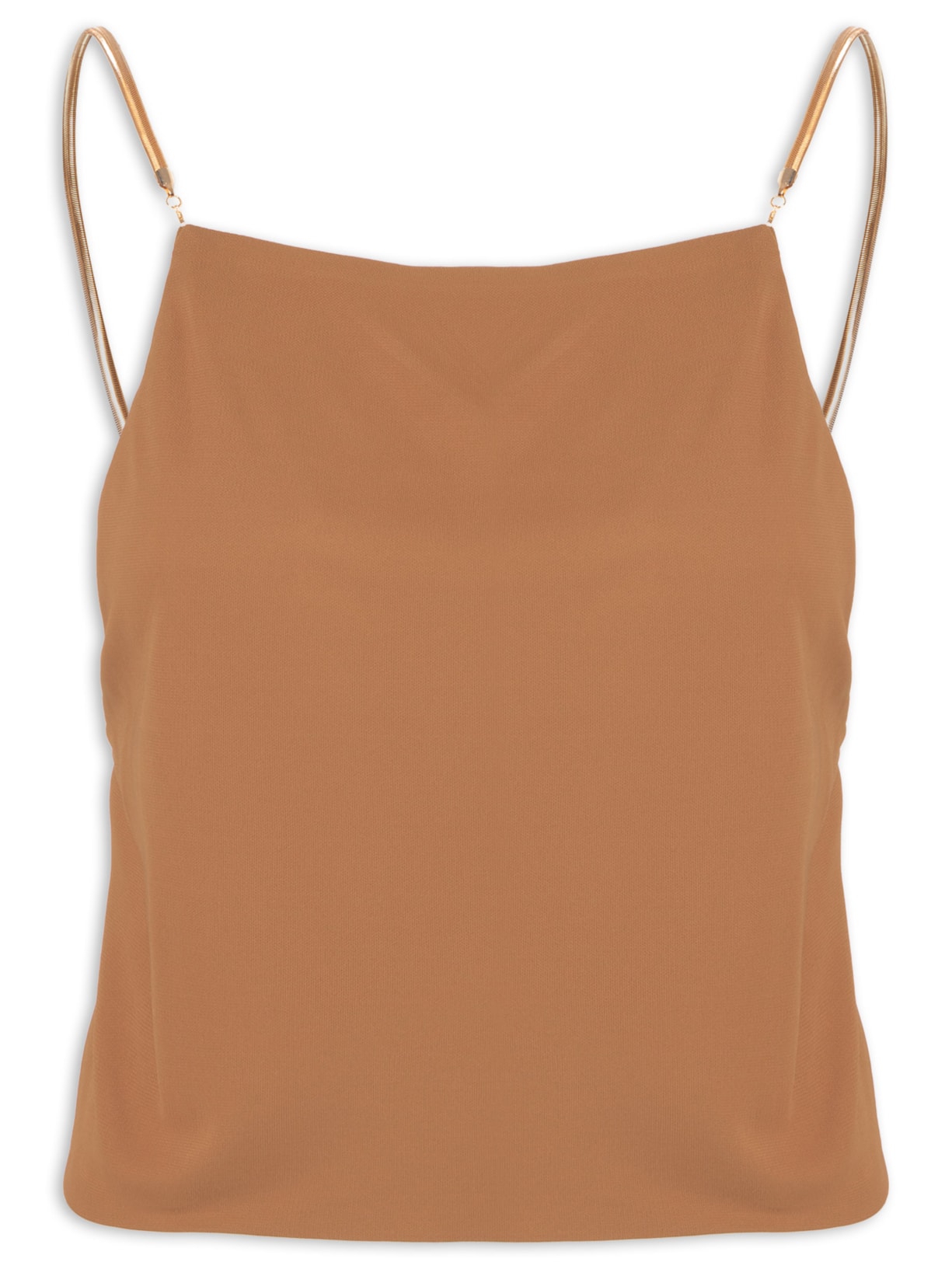 Top Alça Corrente Jersey - Marrom