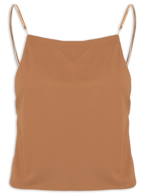 Top Alça Corrente Jersey - Marrom