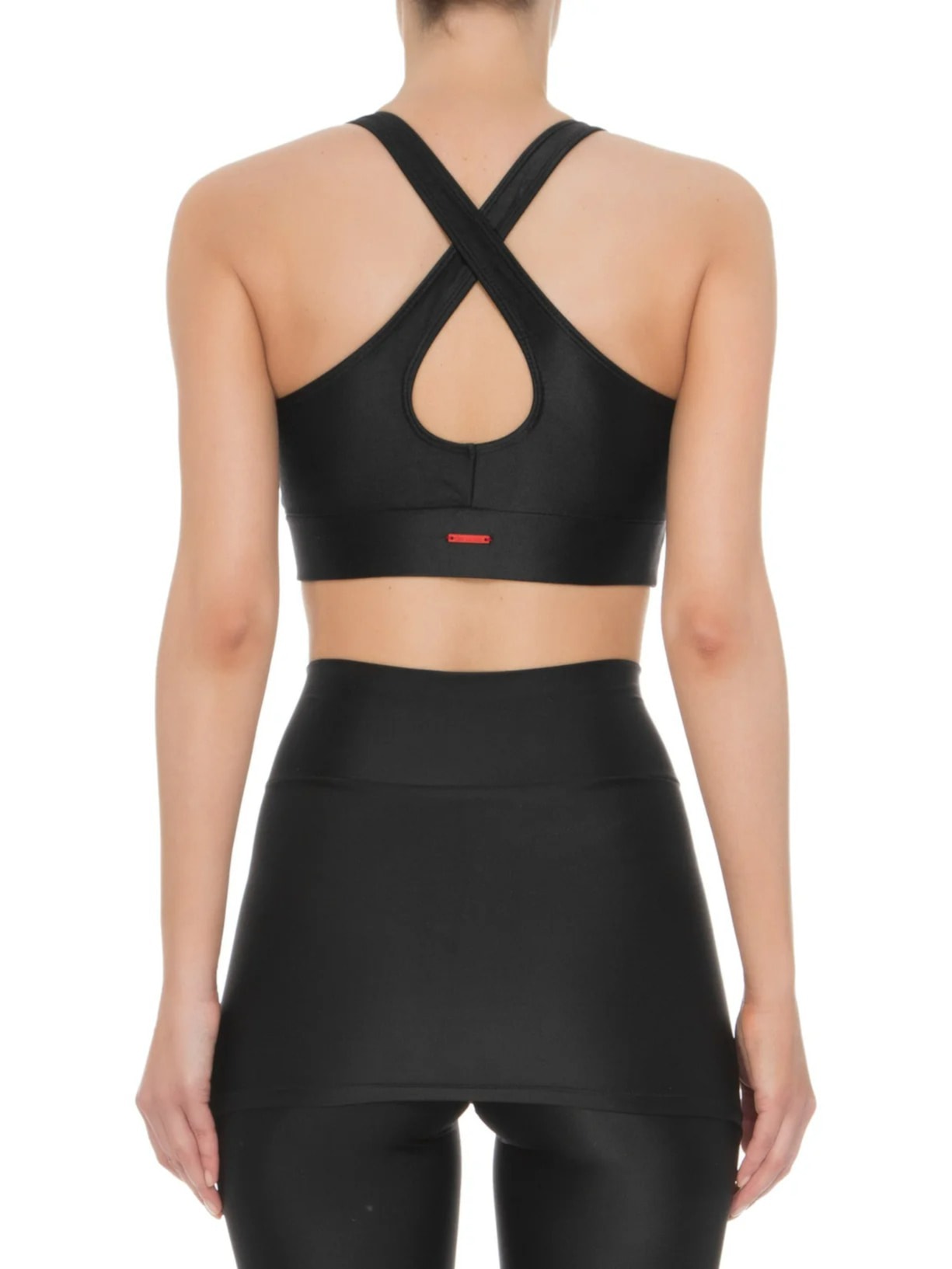 Top Alça Cruzada Liso Preto Body For Sure