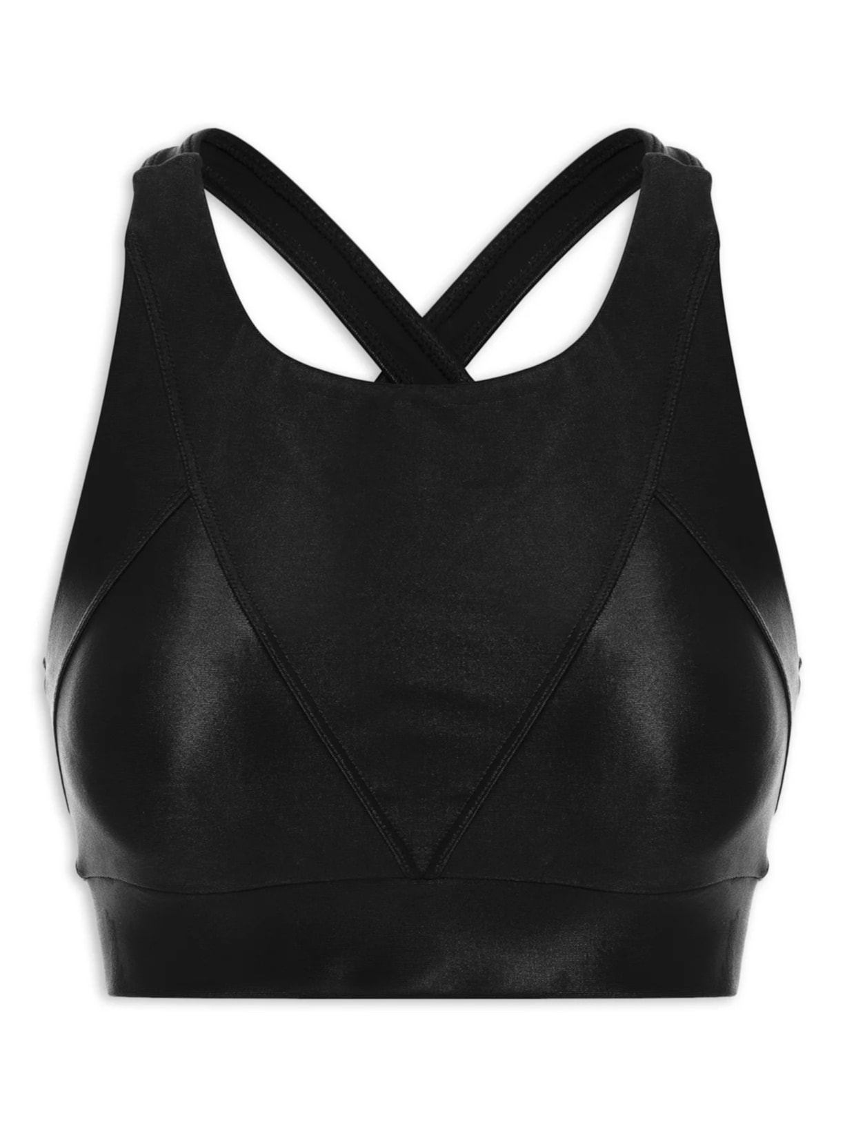 Top Alça Cruzada Liso Preto Body For Sure