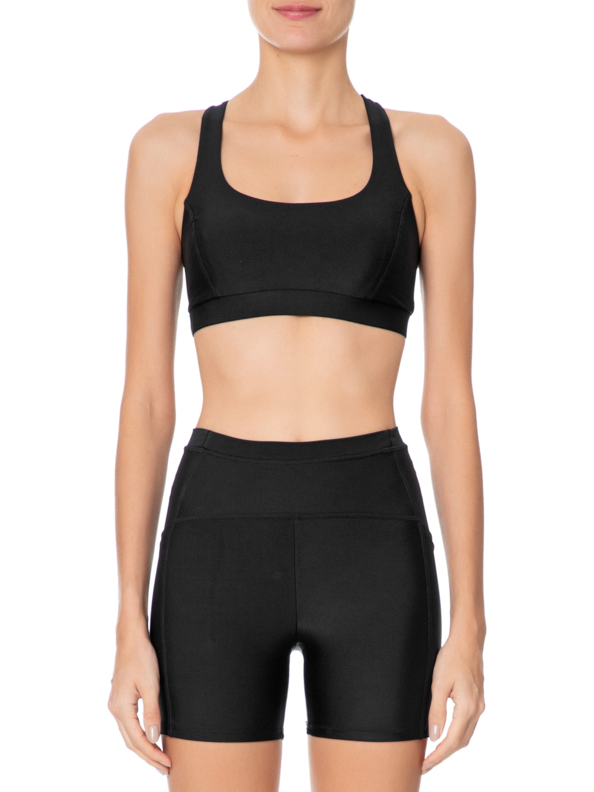 Top Alça Cruzada Liso Preto Body For Sure