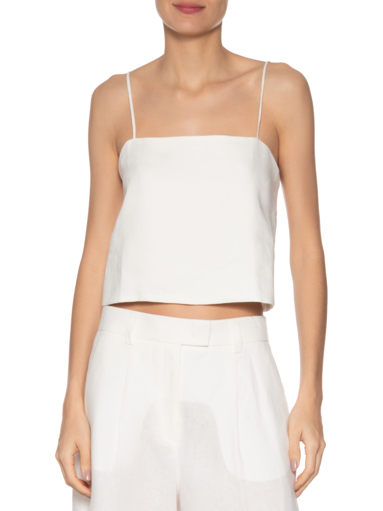 Top Alça de Linho Off White Animale