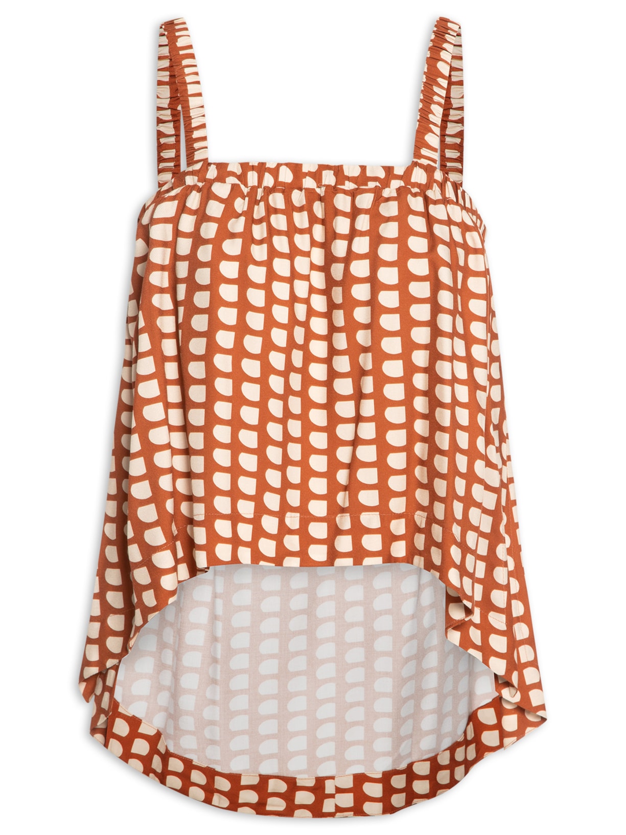 Top Alça E Decote Elástico Escama - Marrom