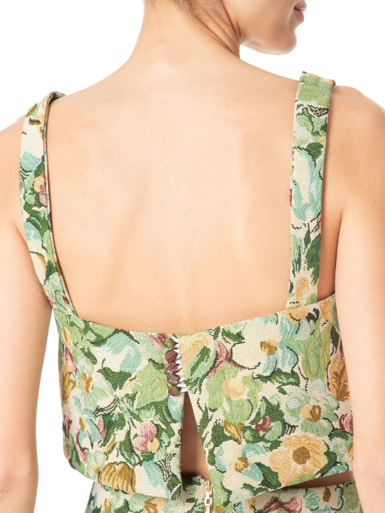 Top Alça Jacquard Verde Animale
