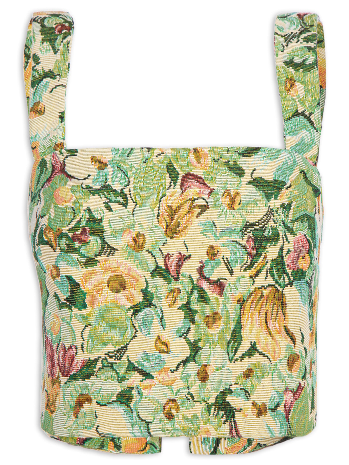 Top Alça Jacquard Verde Animale