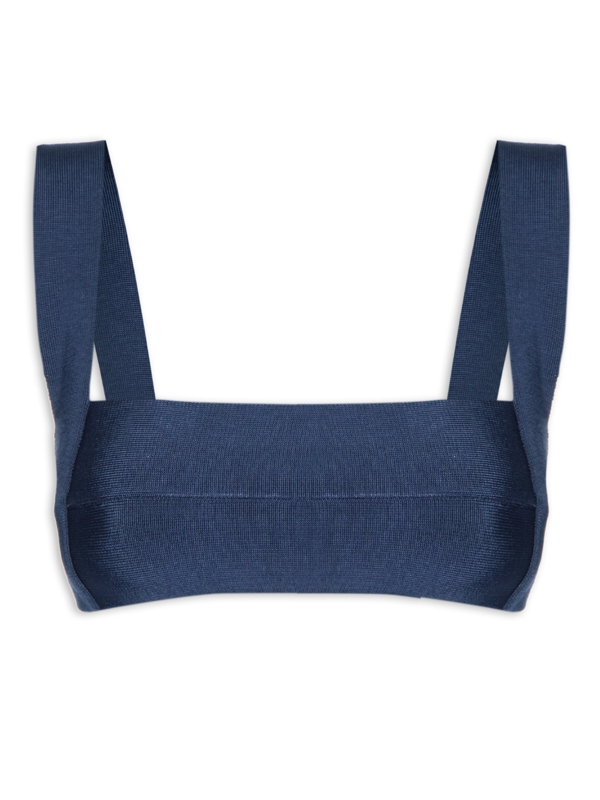 Top Alça Larga Tricot - Azul