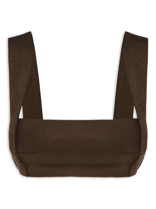 Top Alça Larga Tricot - Marrom