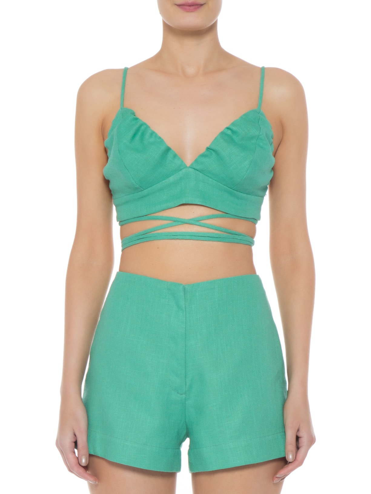 Top Alça Linho Verde Tig