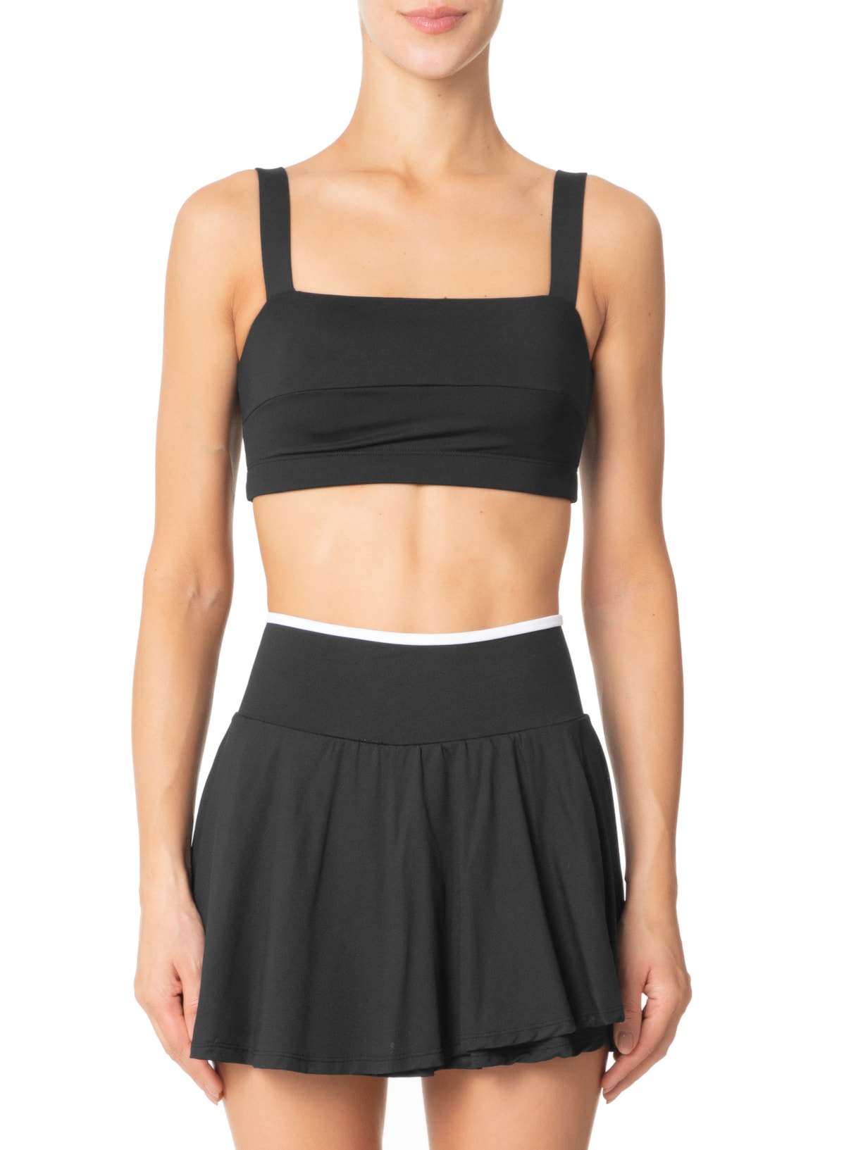 Top Alça Liso Preto Body For Sure