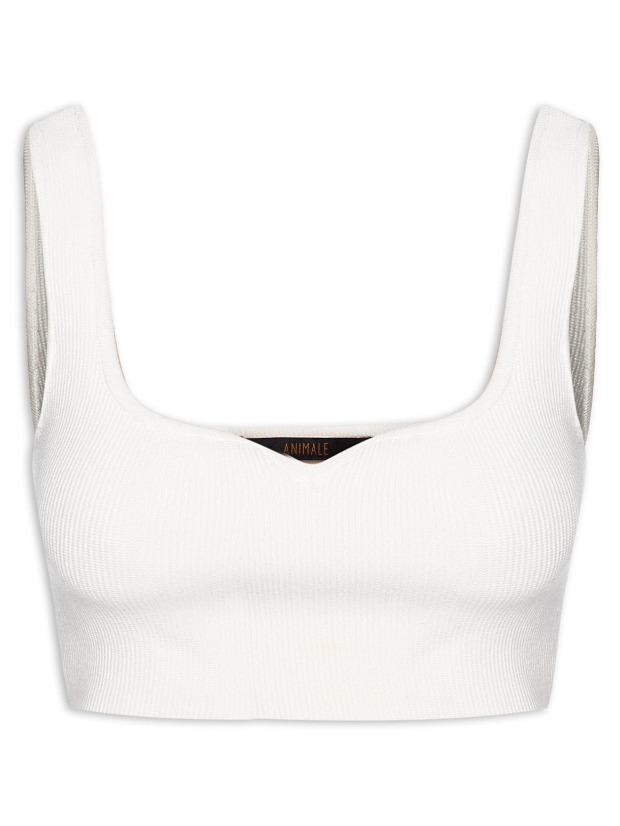 Top Alça Mini Decote V Tricot Basic - Branco