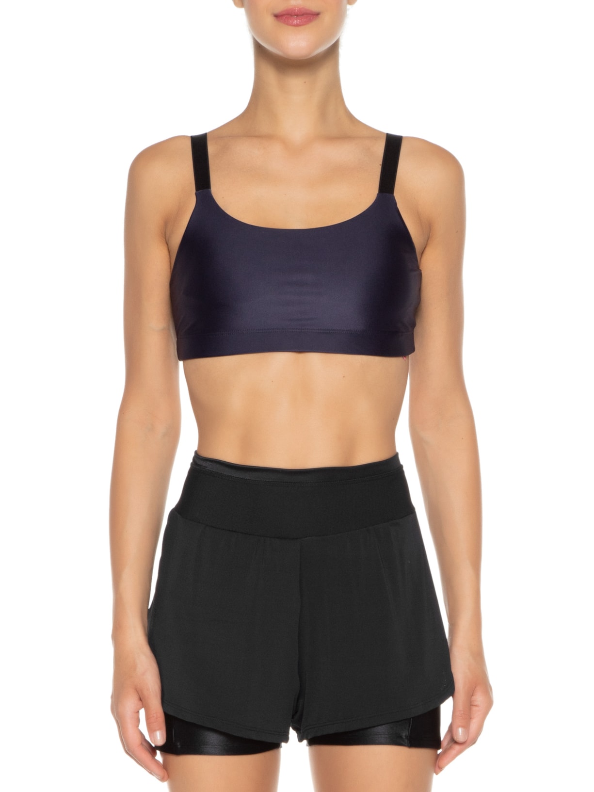 Top Alça Reta Liso Azul Body For Sure