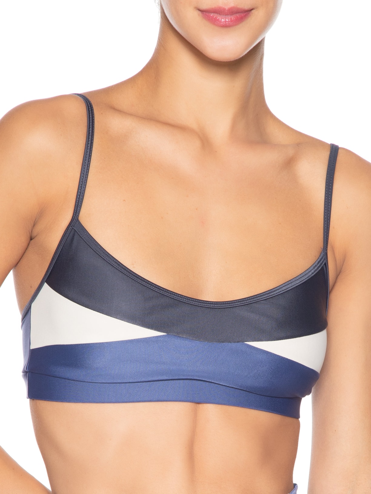 Top Alça Reta Liso Azul Body For Sure