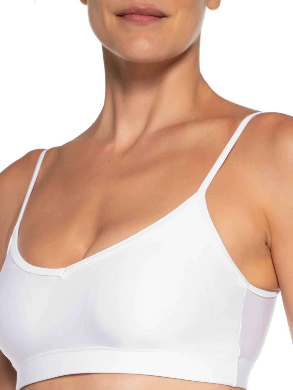 Top Alça Reta Liso Branco Body For Sure