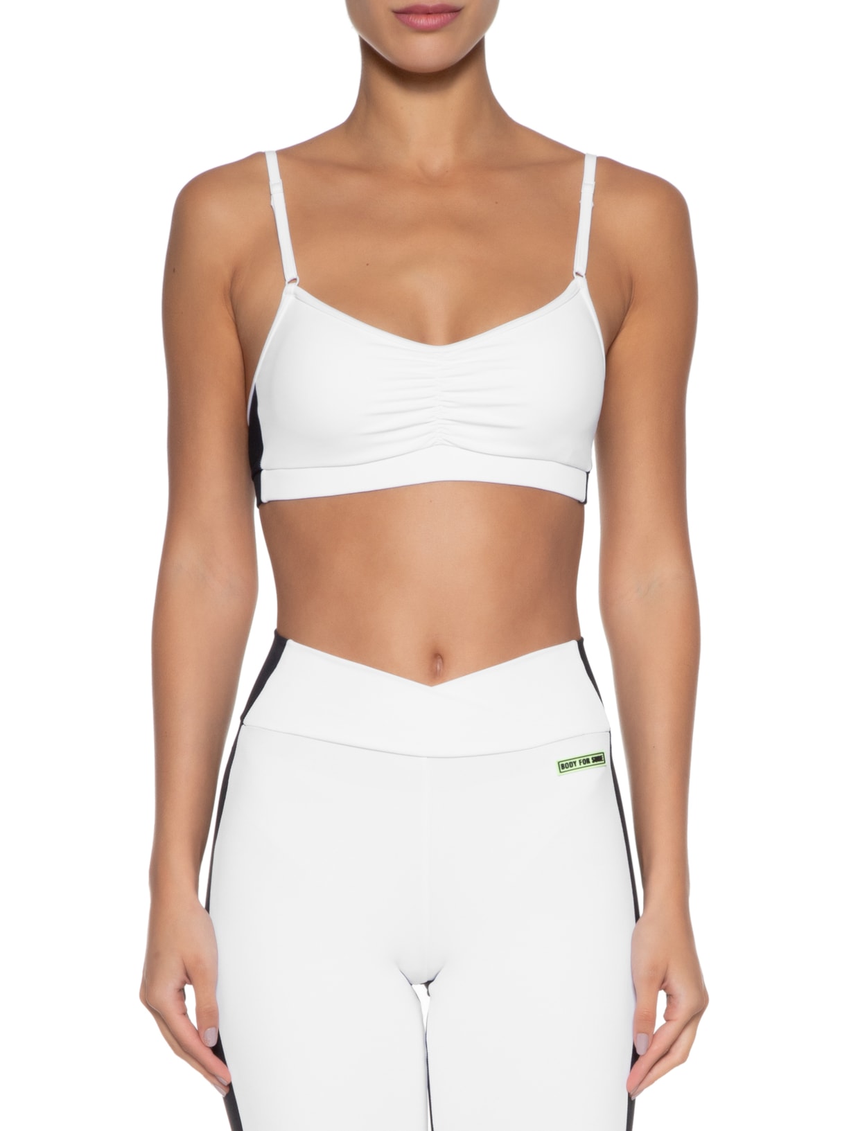 Top Alça Reta Liso Branco Body For Sure