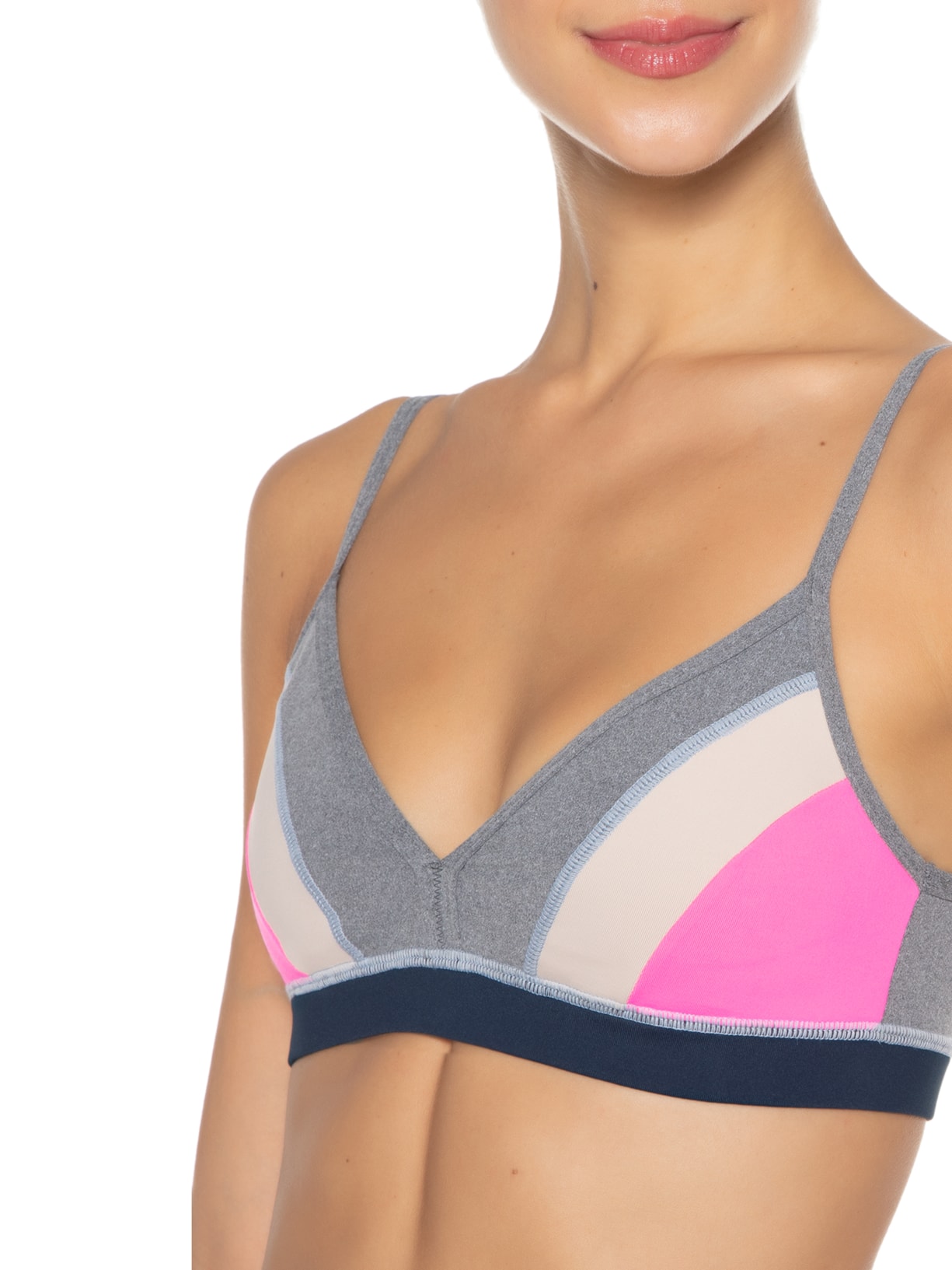 Top Alça Reta Liso Cinza Body For Sure